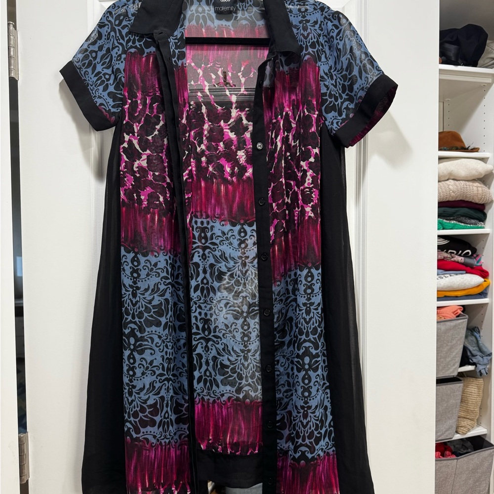 ASOS Black and Red Patterned Maternity Dress